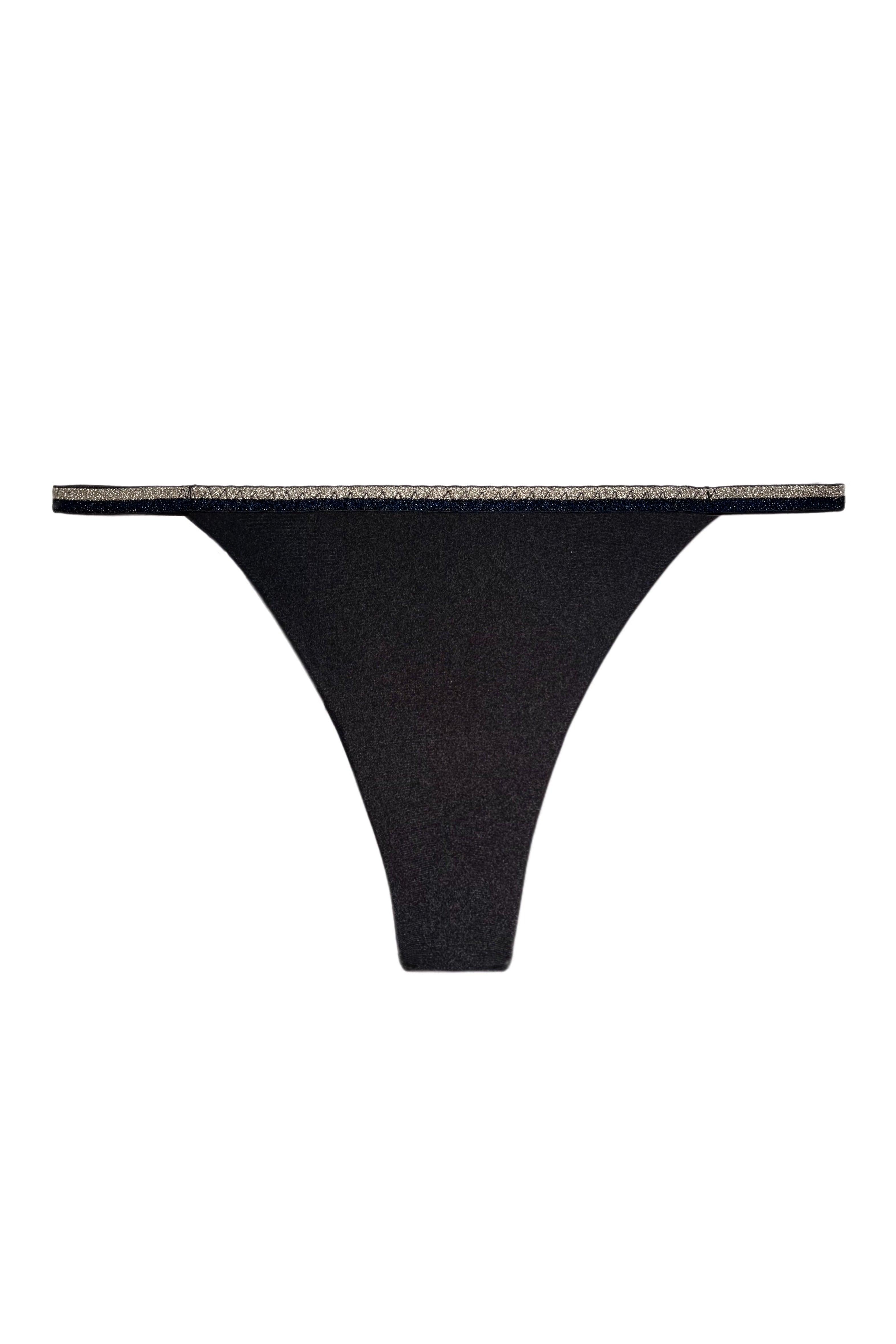 Flexy Black silver thongs - yesUndress